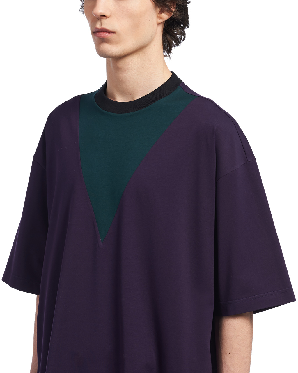 Prada Oversized Algodon T-shirt Blackberry | 46871-JOFN