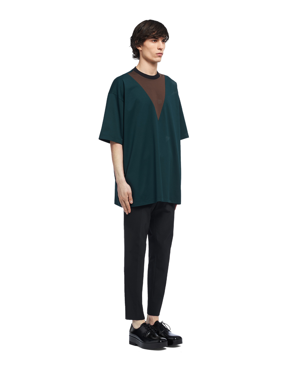 Prada Oversized Algodon T-shirt Verde | 04189-VAST