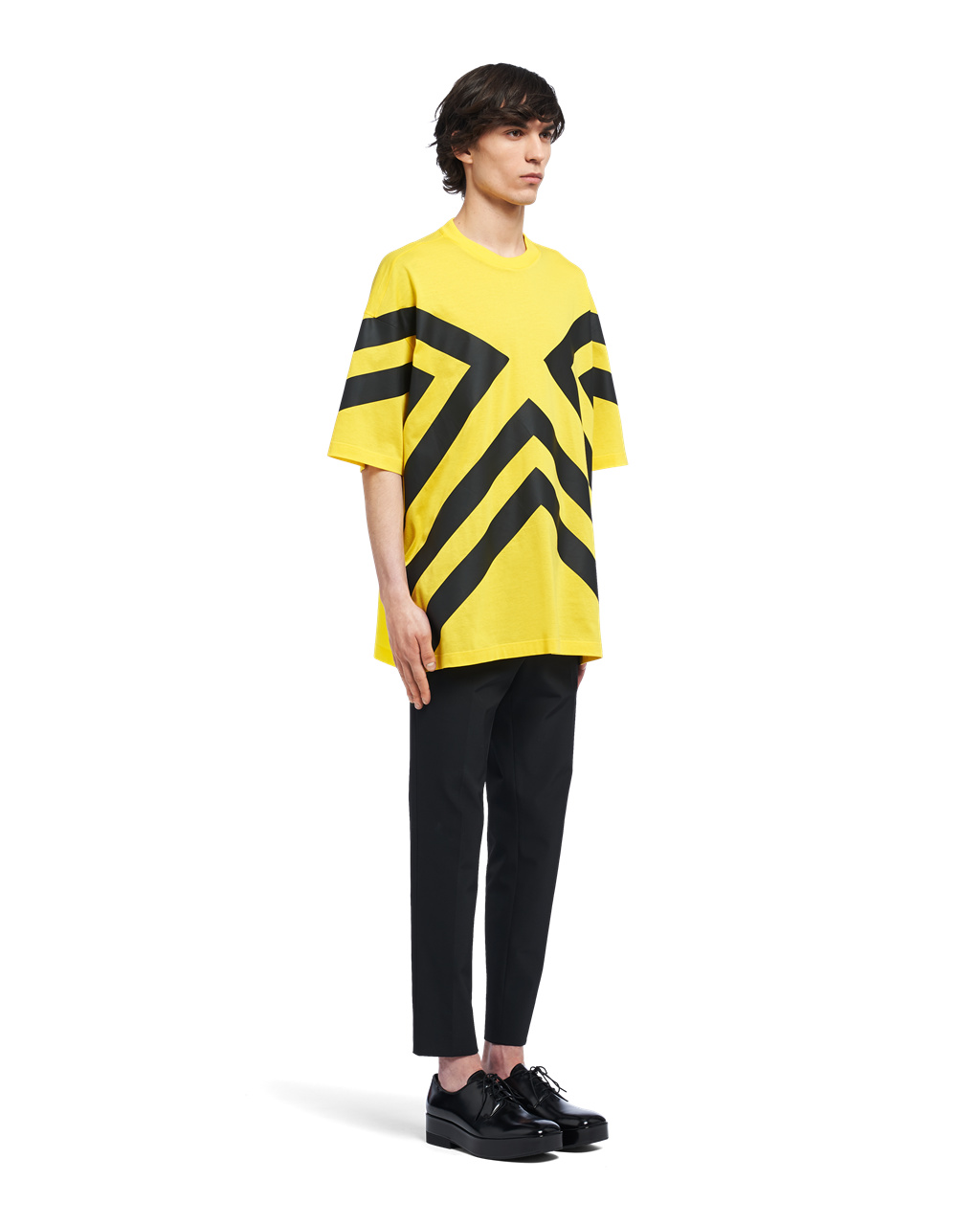 Prada Oversized Printed Algodon T-shirt Amarillo | 86904-IXDN