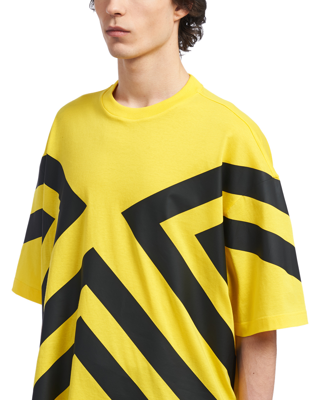 Prada Oversized Printed Algodon T-shirt Amarillo | 86904-IXDN