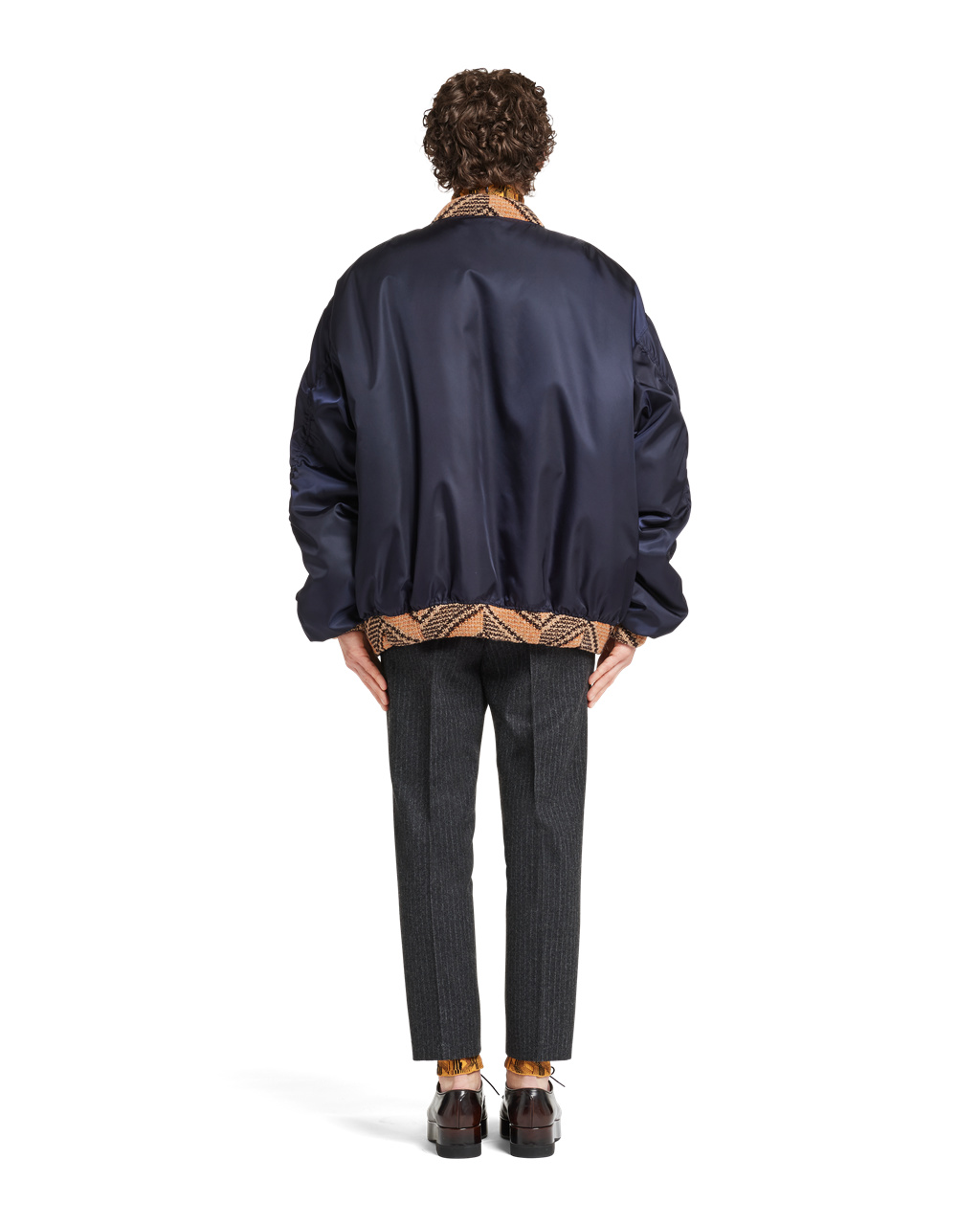 Prada Oversized Re-nylon And Knit Bomber Jacket Azules | 29480-GICD