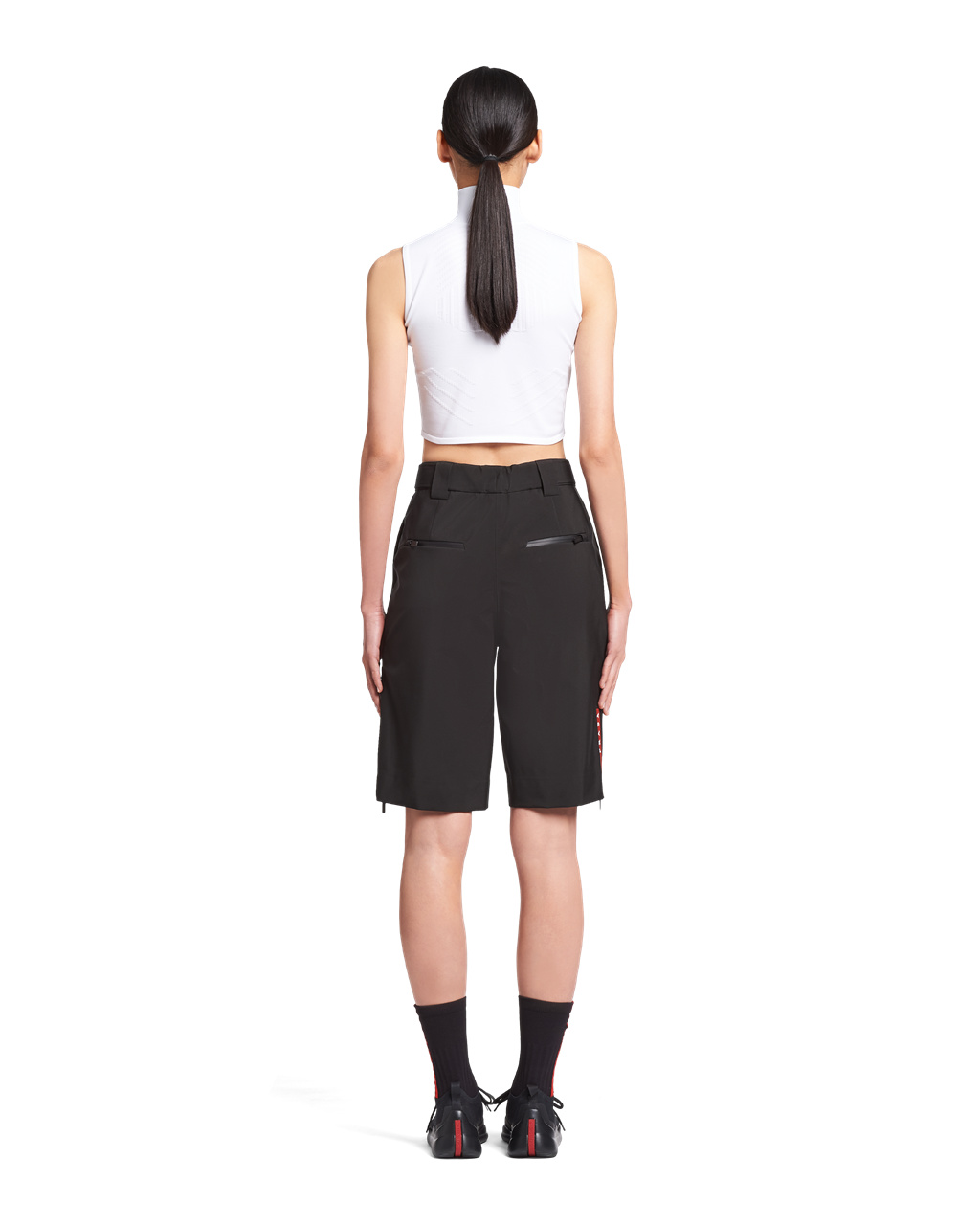 Prada Oversized Technical Fabric Bermudas Negras | 68137-WHNT