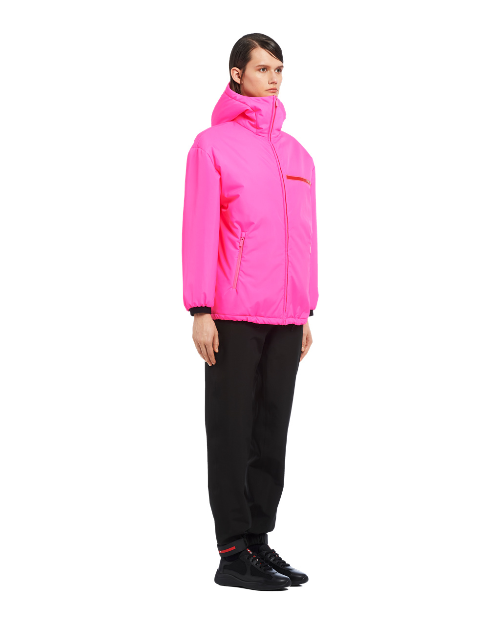 Prada Padded Technical Fabric Encapuchado Jacket Rosas | 43128-QSEP