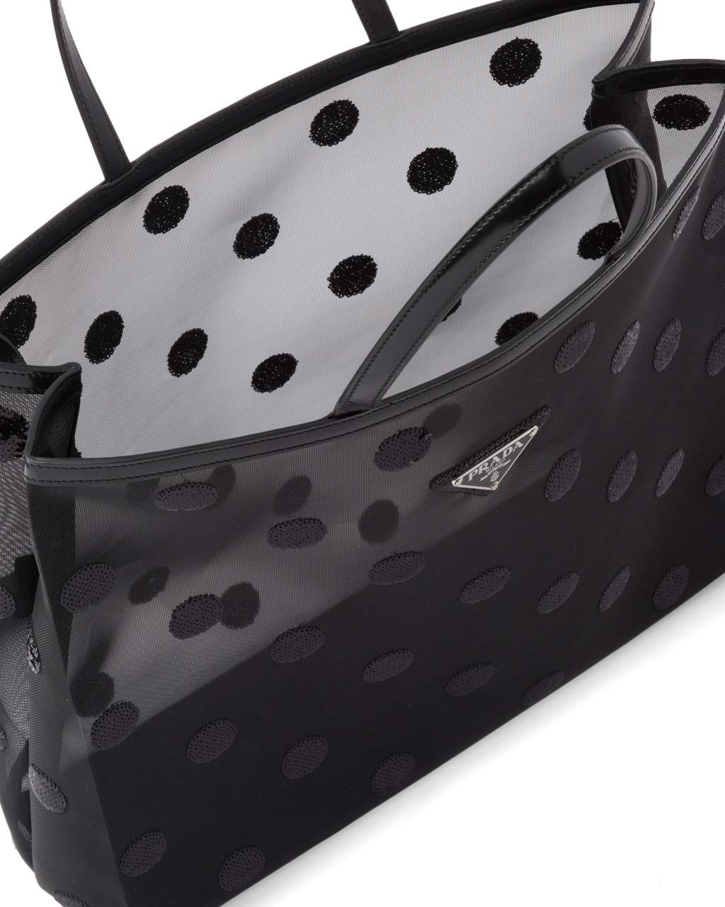 Prada Polka-dot Mesh Tote Bag Negras | 18204-YCUI