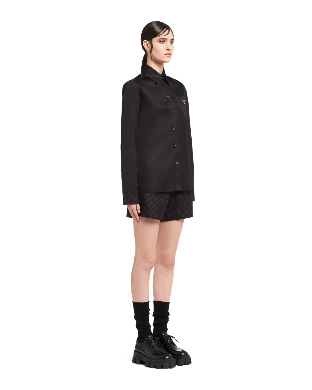 Prada Poplin And Re-nylon Shirt Negras Negras | 61479-RNQA