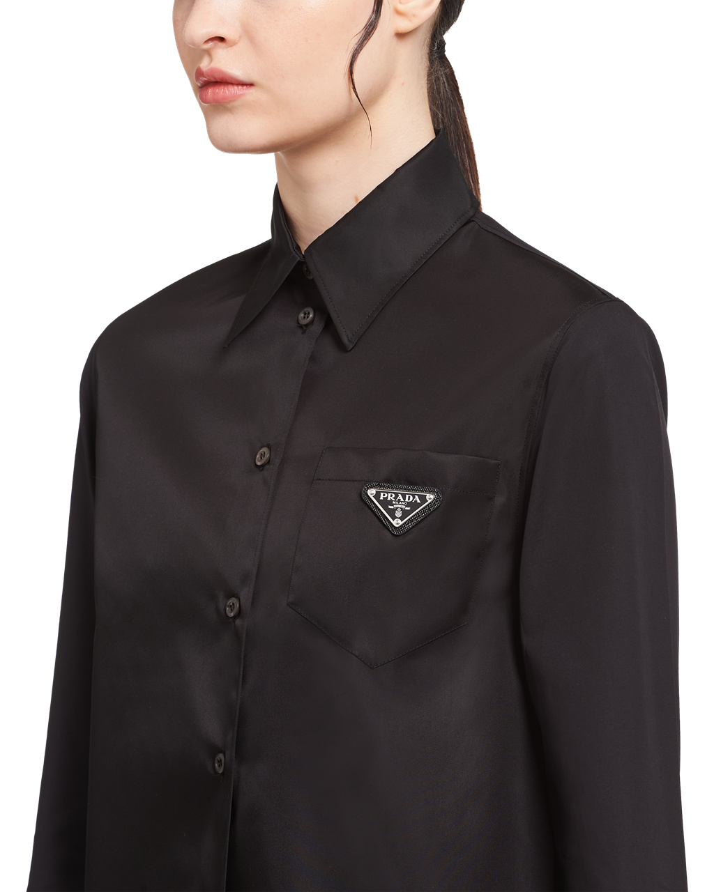 Prada Poplin And Re-nylon Shirt Negras Negras | 61479-RNQA