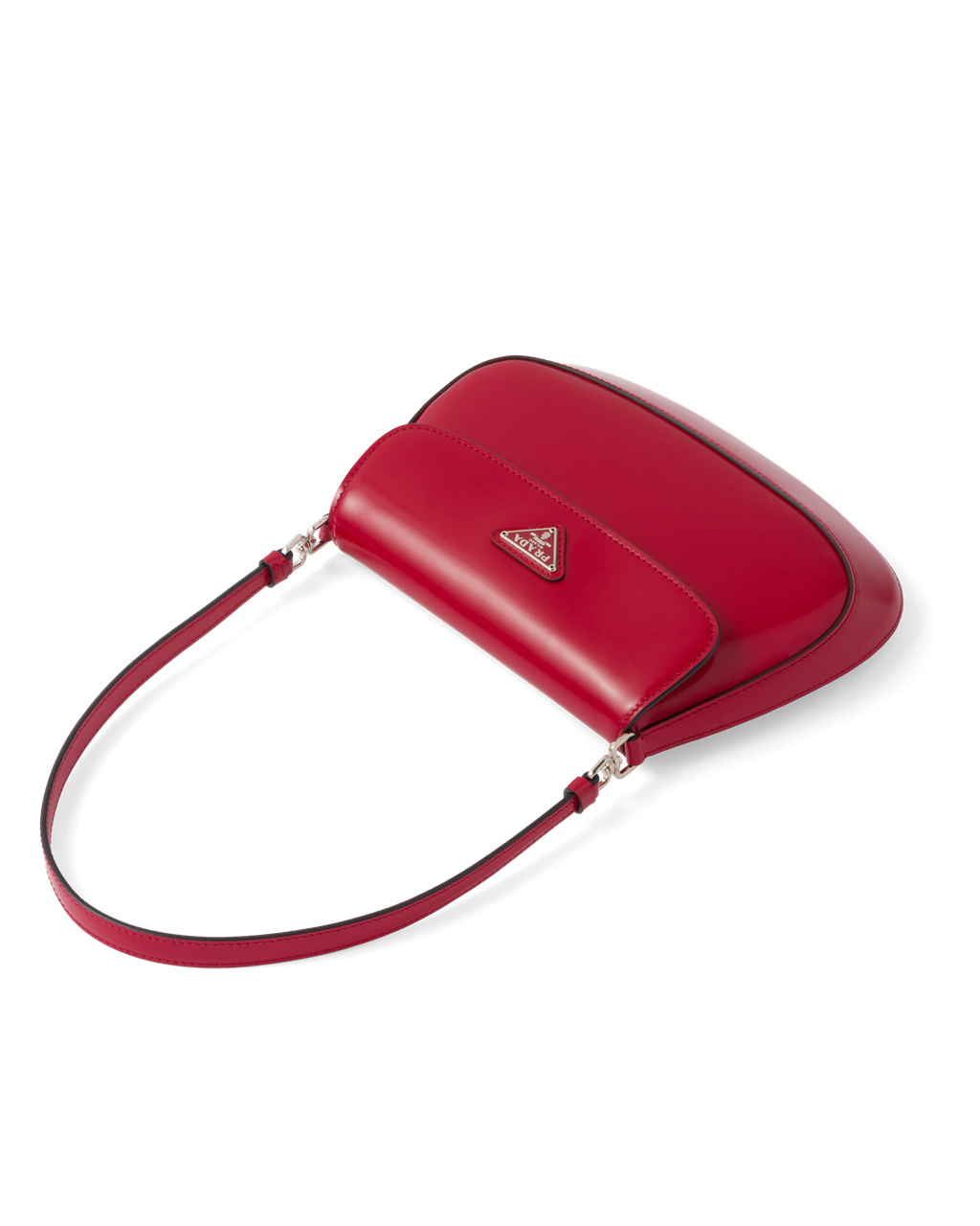 Prada Prada Cleo Brushed Cuero Shoulder Bag With Flap Scarlet | 19387-PANG