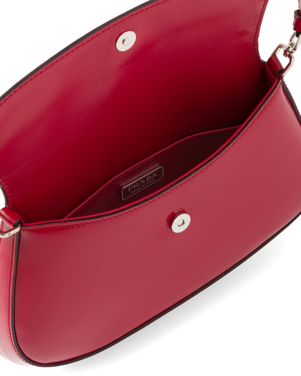 Prada Prada Cleo Brushed Cuero Shoulder Bag With Flap Scarlet | 19387-PANG