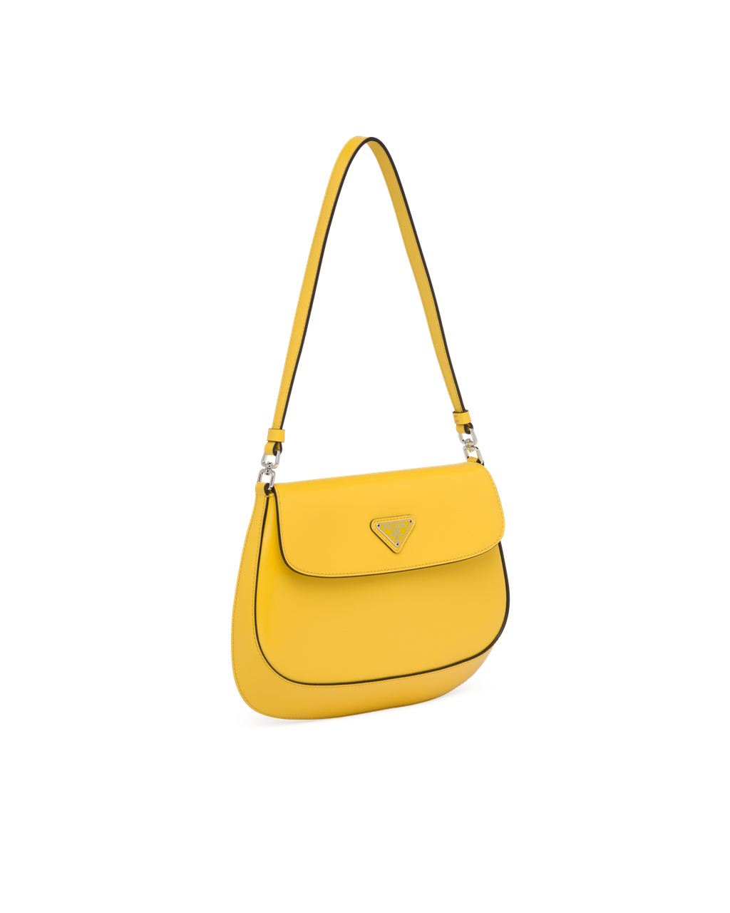 Prada Prada Cleo Brushed Cuero Shoulder Bag With Flap Amarillo | 67098-UJYX