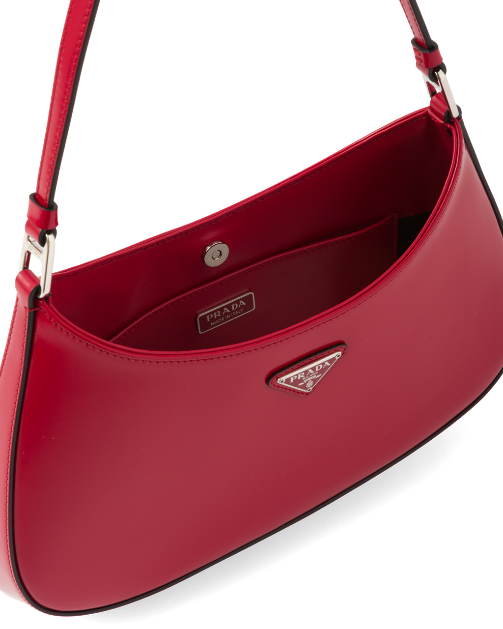 Prada Prada Cleo Brushed Cuero Shoulder Bag Scarlet | 73451-QTZG