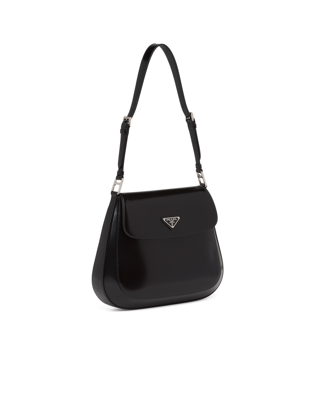 Prada Prada Cleo Brushed Cuero Shoulder Bag With Flap Negras | 78492-YMGF