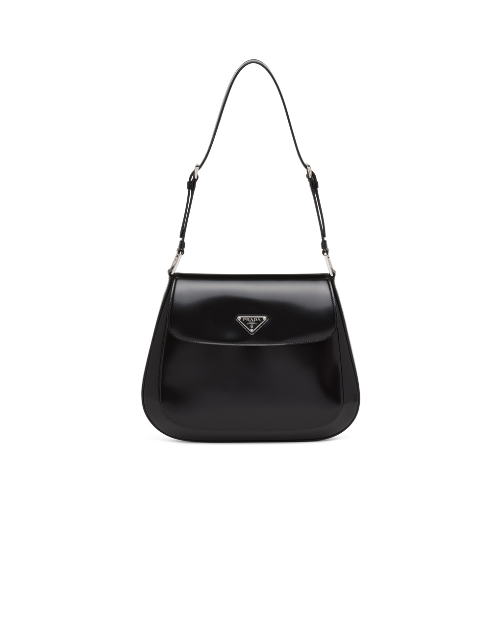 Prada Prada Cleo Brushed Cuero Shoulder Bag With Flap Negras | 78492-YMGF