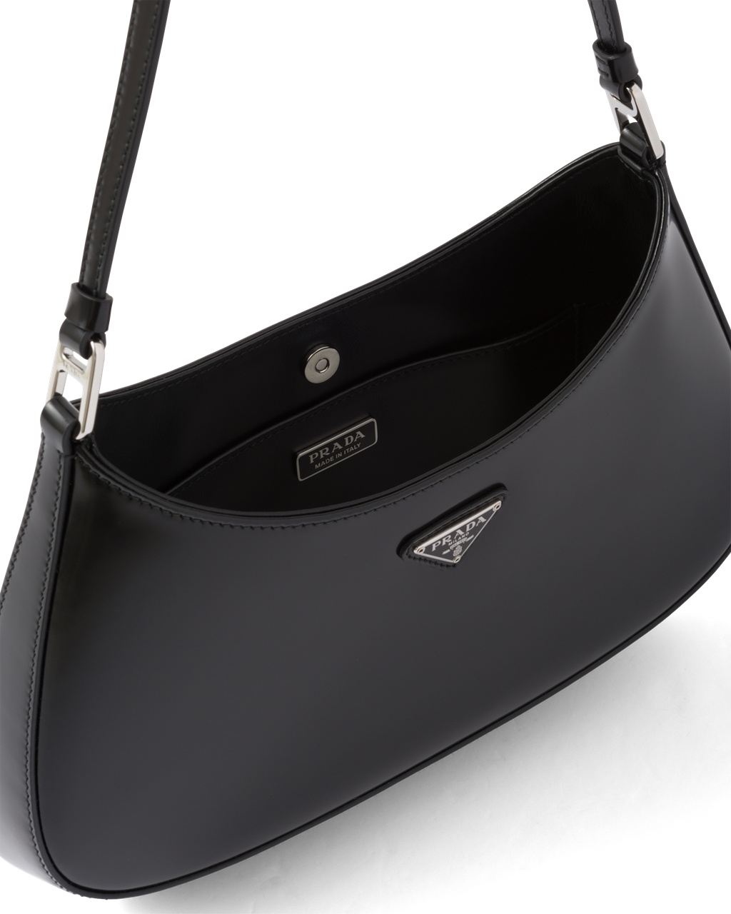 Prada Prada Cleo Brushed Cuero Shoulder Bag Negras | 84713-QNMC