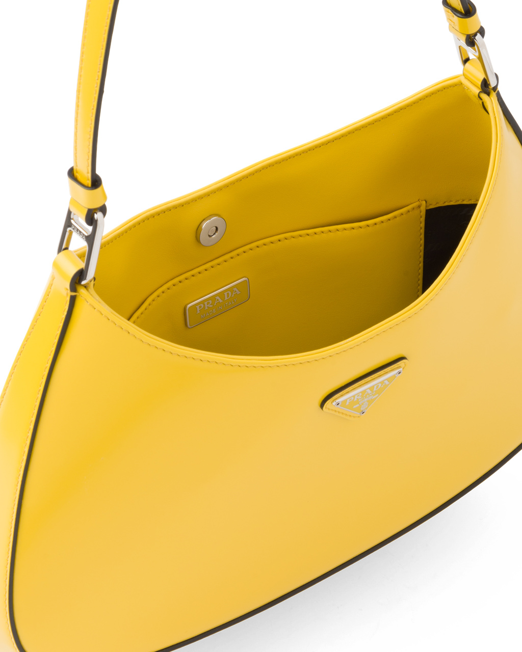 Prada Prada Cleo Brushed Cuero Shoulder Bag Amarillo | 95047-YOHU