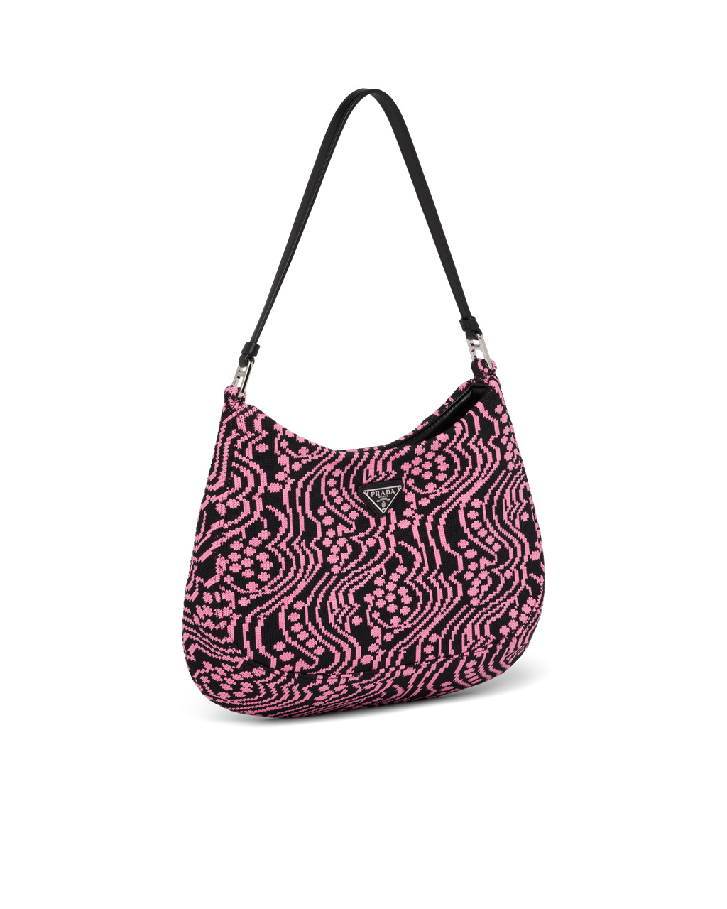 Prada Prada Cleo Jacquard Knit And Cuero Bag Negras Rosas | 42935-KTOL