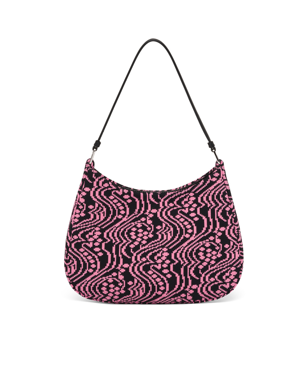 Prada Prada Cleo Jacquard Knit And Cuero Bag Negras Rosas | 42935-KTOL