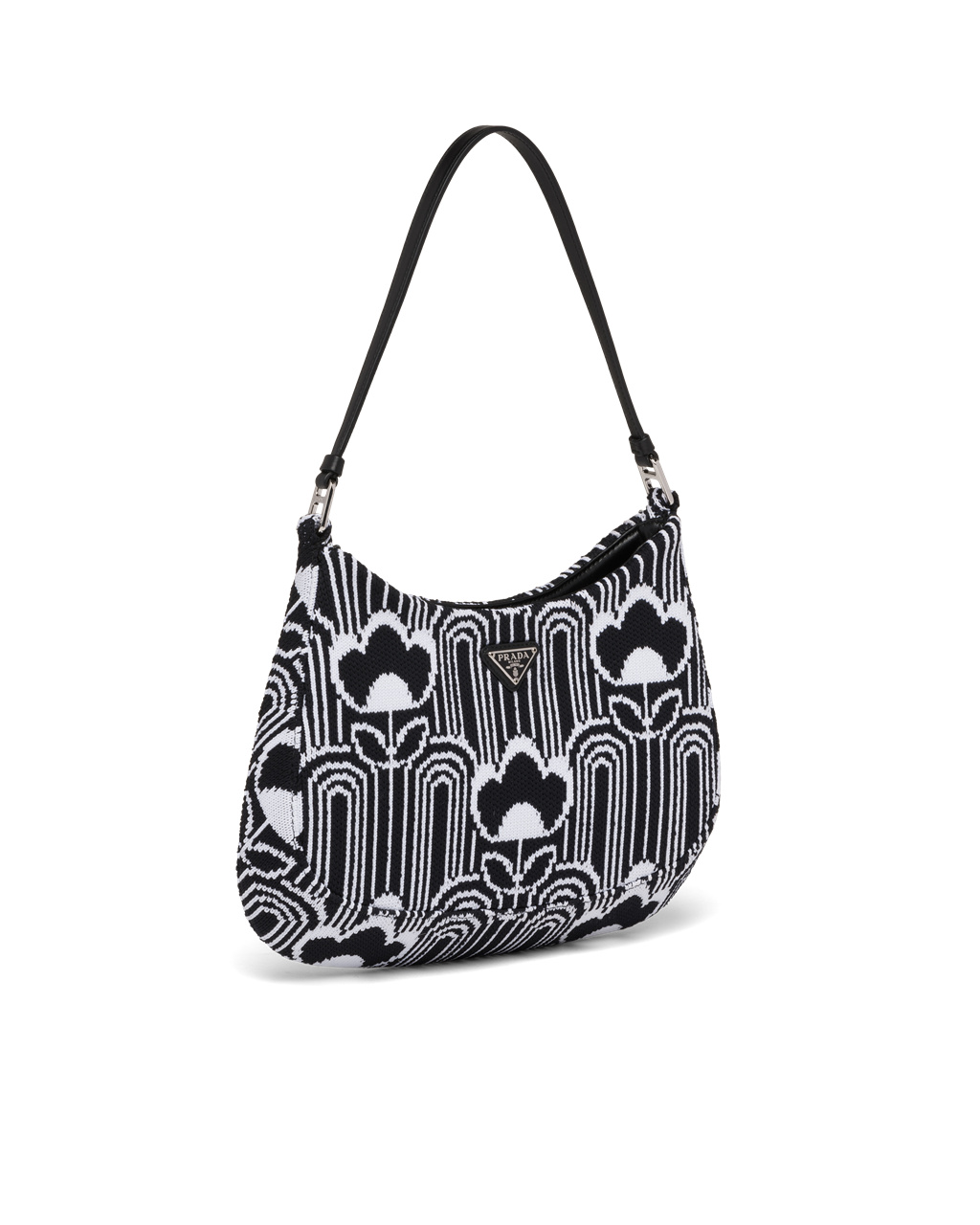 Prada Prada Cleo Jacquard Knit And Cuero Bag Negras Blancas | 93681-YEXC