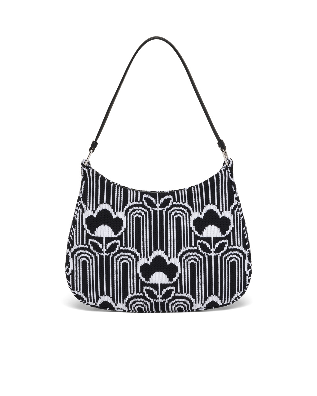 Prada Prada Cleo Jacquard Knit And Cuero Bag Negras Blancas | 93681-YEXC