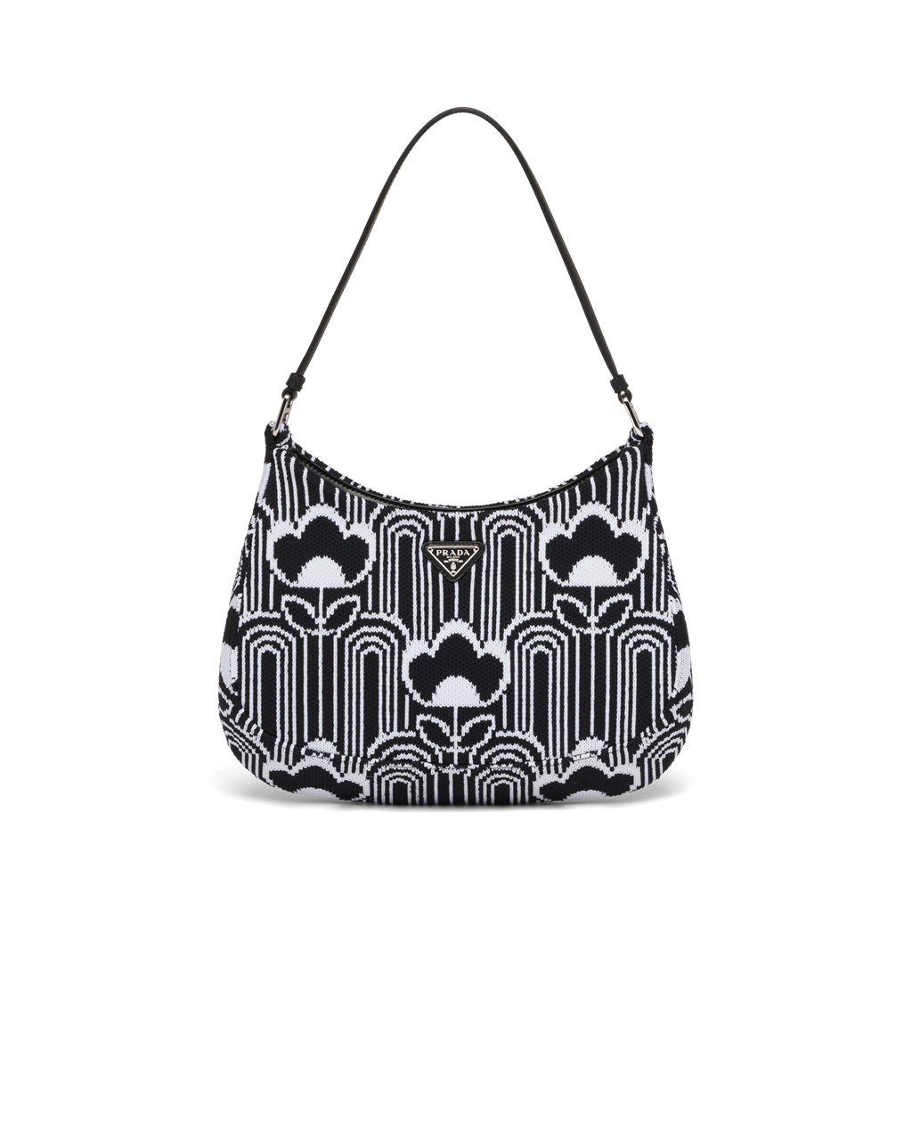 Prada Prada Cleo Jacquard Knit And Cuero Bag Negras Blancas | 93681-YEXC