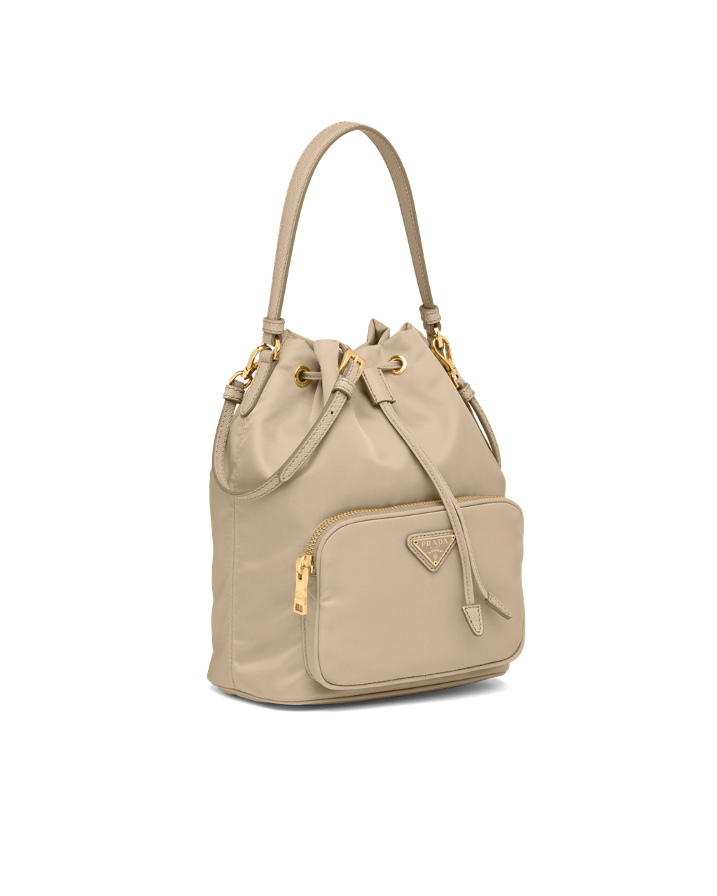 Prada Prada Duet Re-nylon Bucket Shoulder Bag Beige | 28540-GZCW