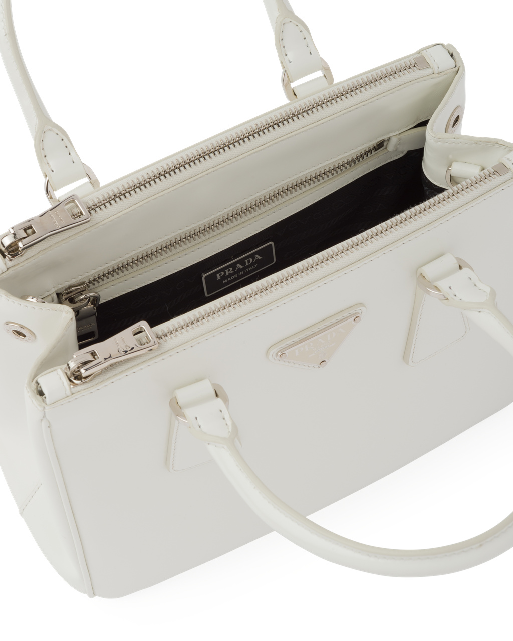 Prada Prada Galleria Brushed Cuero Small Bag Blancas | 69158-KMYB