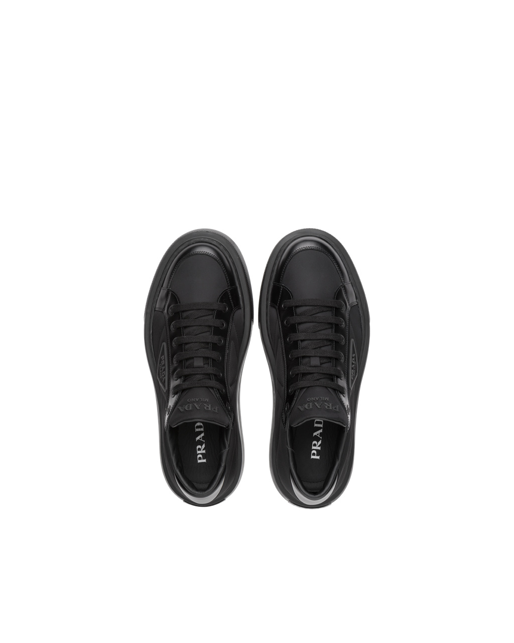 Prada Prada Macro Re-nylon And Brushed Cuero Sneakers Negras | 34896-HQFO