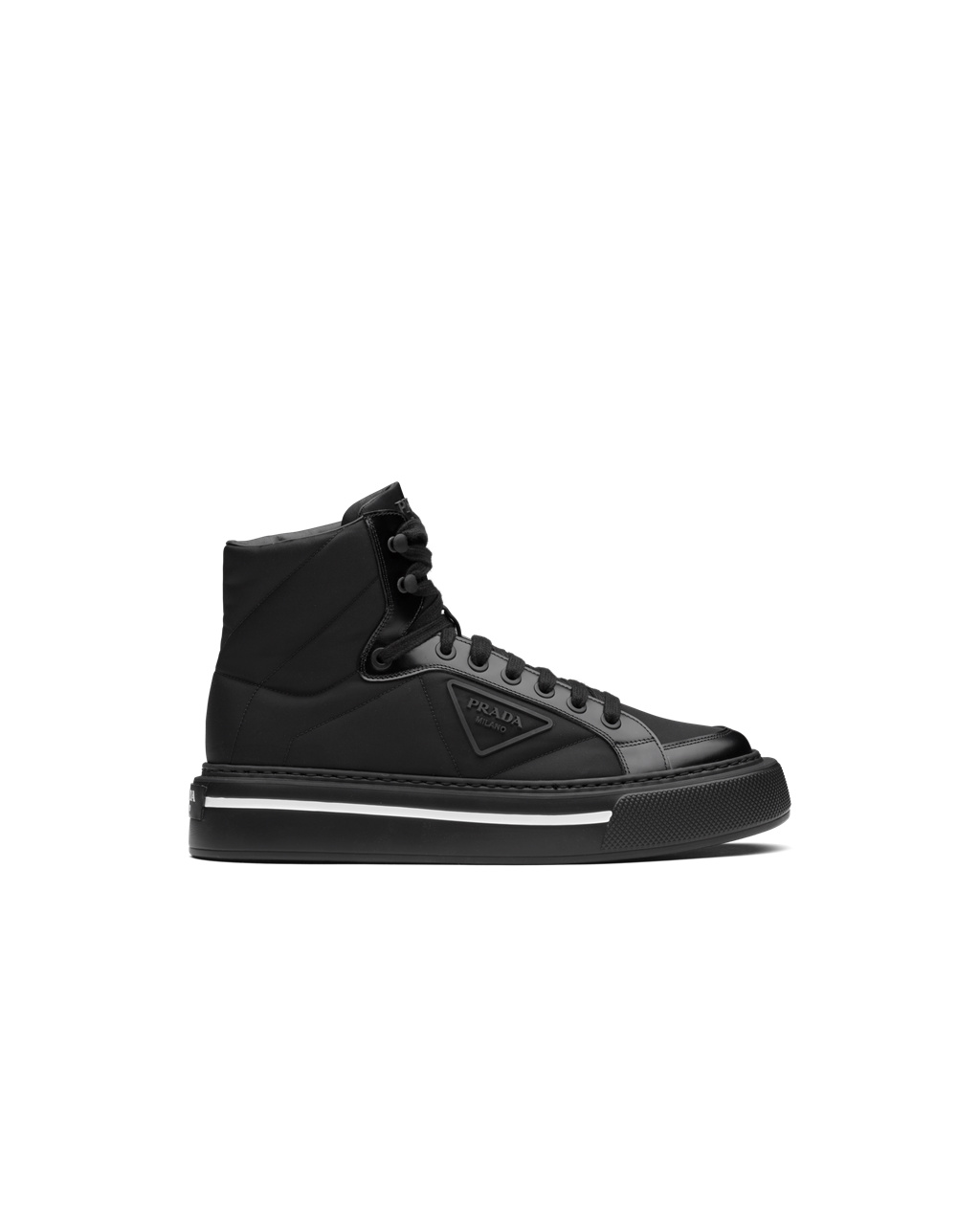 Prada Prada Macro Re-nylon And Brushed Cuero High-top Sneakers Negras | 54392-NCBI