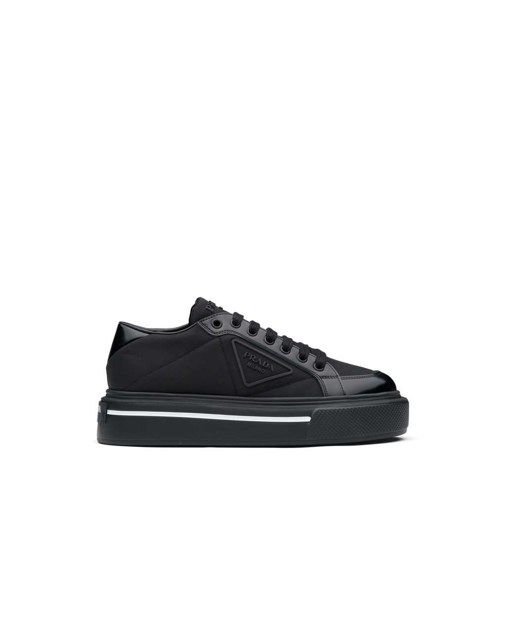 Prada Prada Macro Re-nylon And Brushed Cuero Sneakers Negras | 71306-LXDA