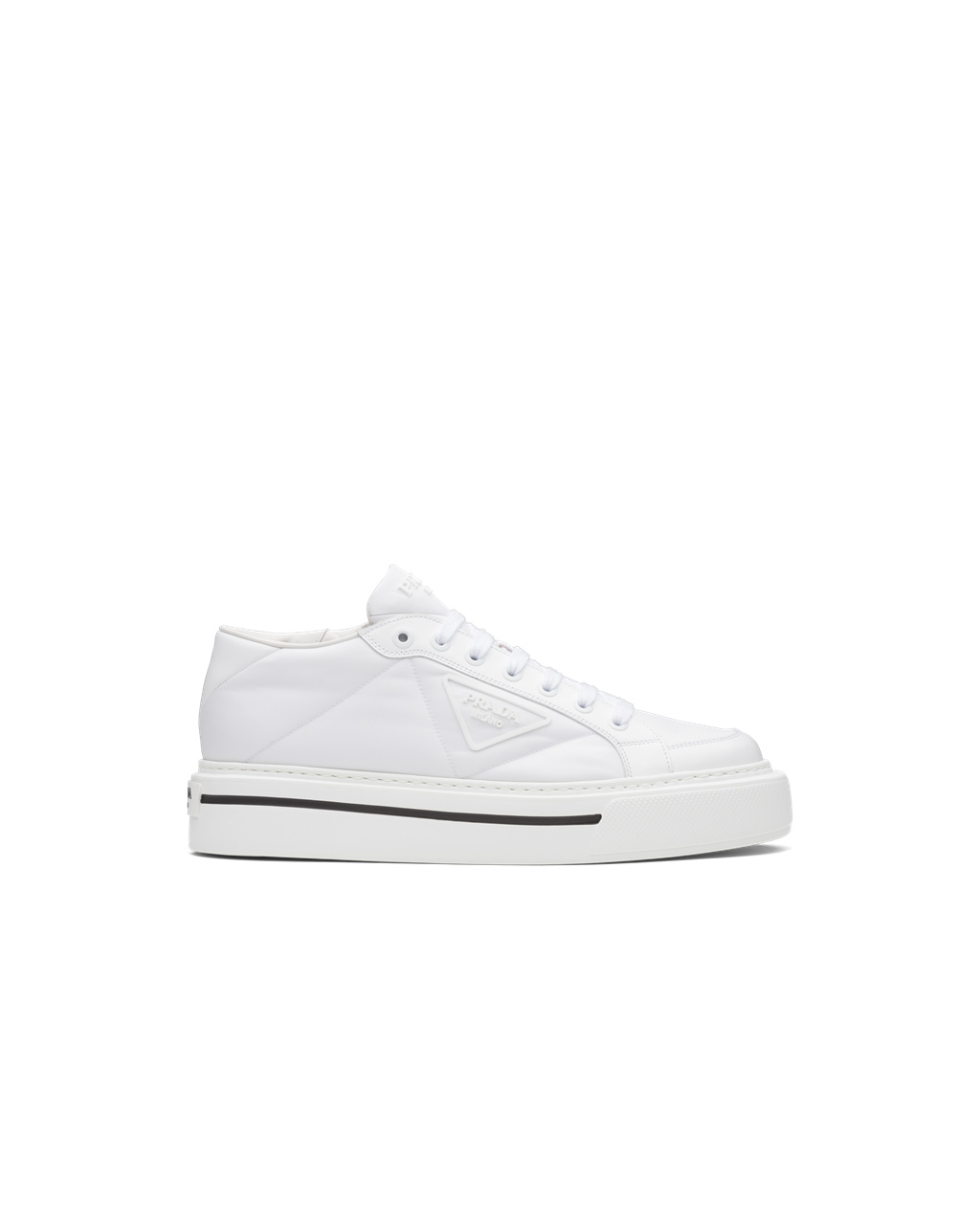 Prada Prada Macro Re-nylon And Brushed Cuero Sneakers Blancas | 90517-JIBD