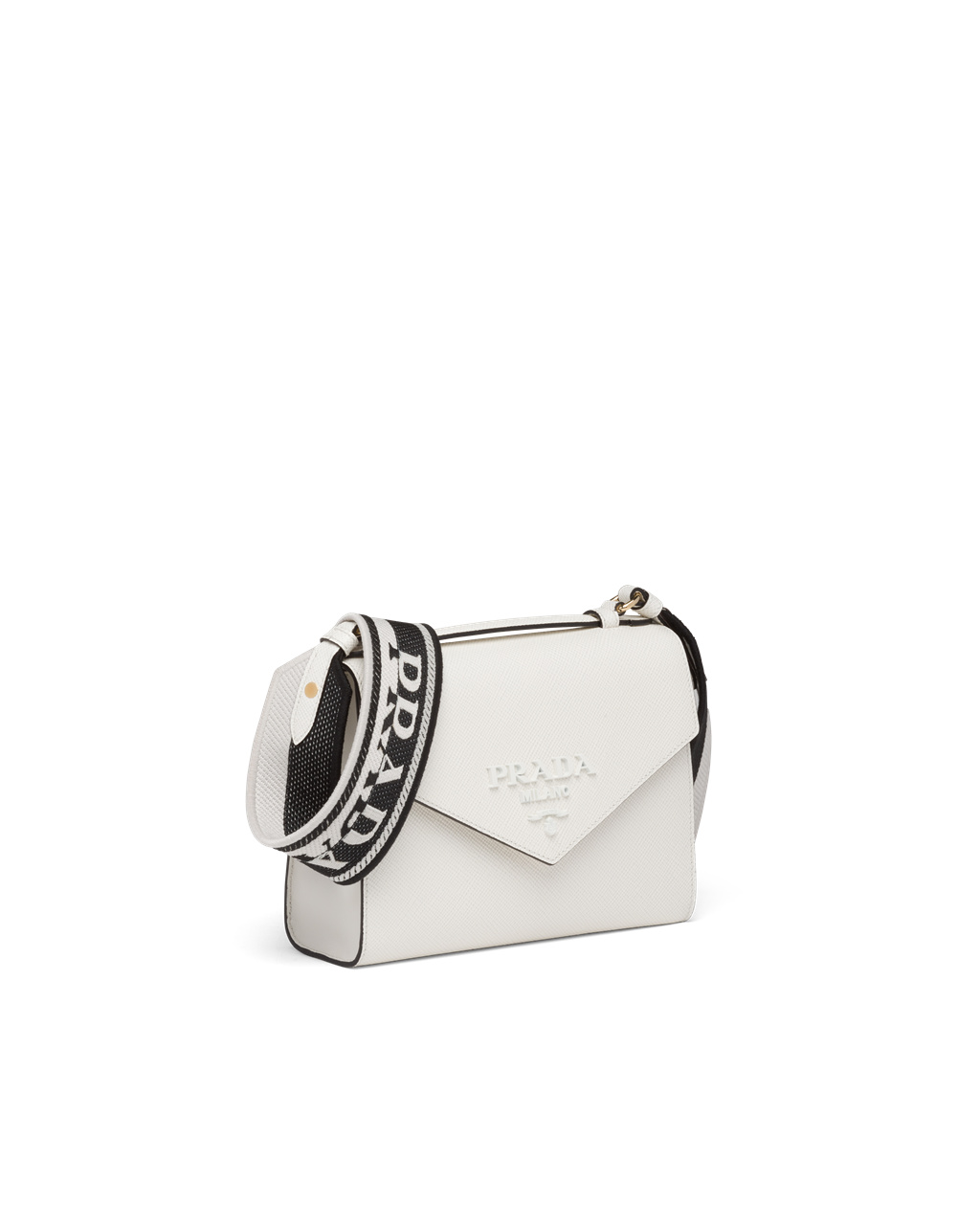 Prada Prada Monochrome Saffiano And Cuero Bag Blancas | 57623-QTVD