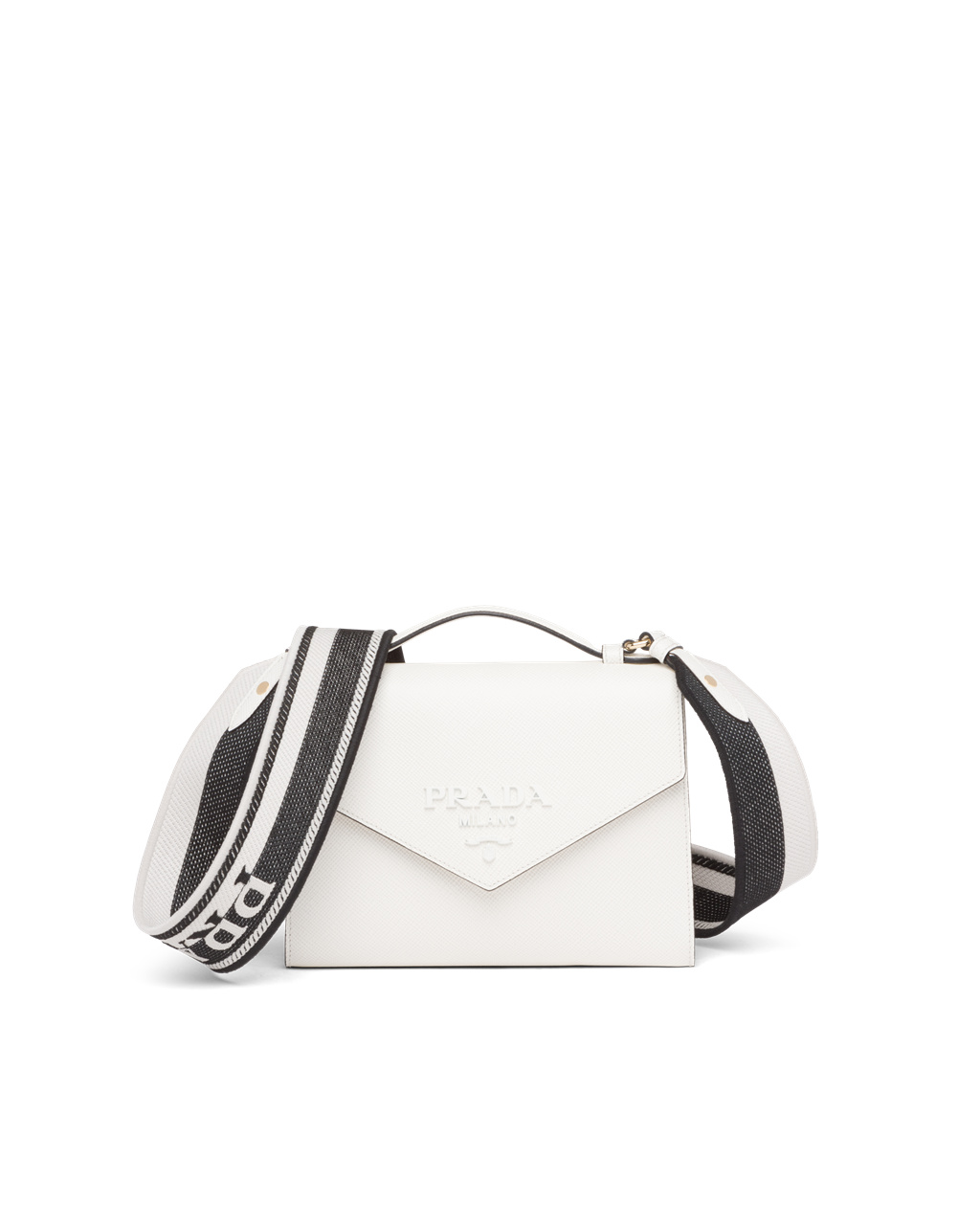 Prada Prada Monochrome Saffiano And Cuero Bag Blancas | 57623-QTVD