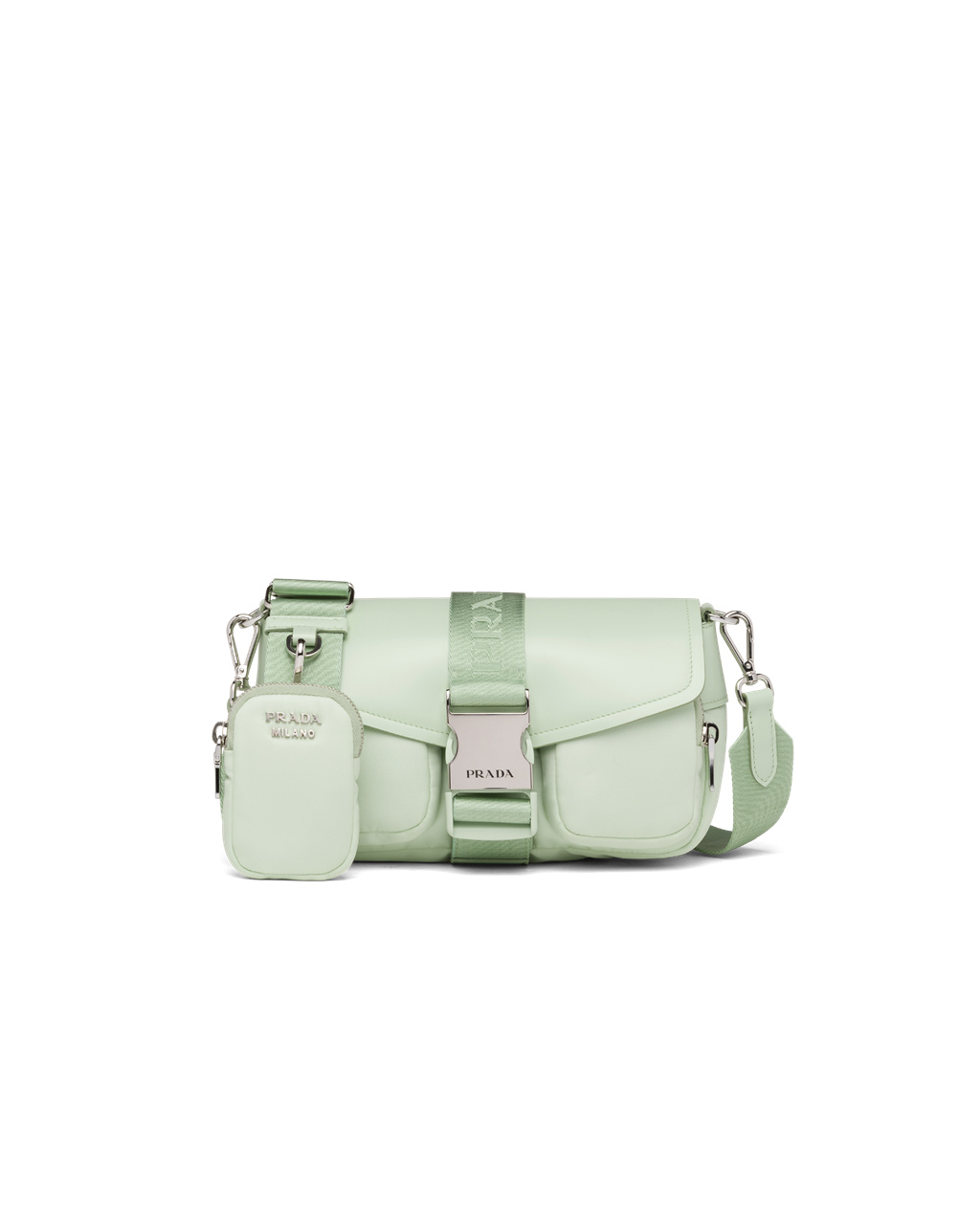 Prada Prada Pocket Nylon And Brushed Cuero Bag Aqua | 58609-AKYC