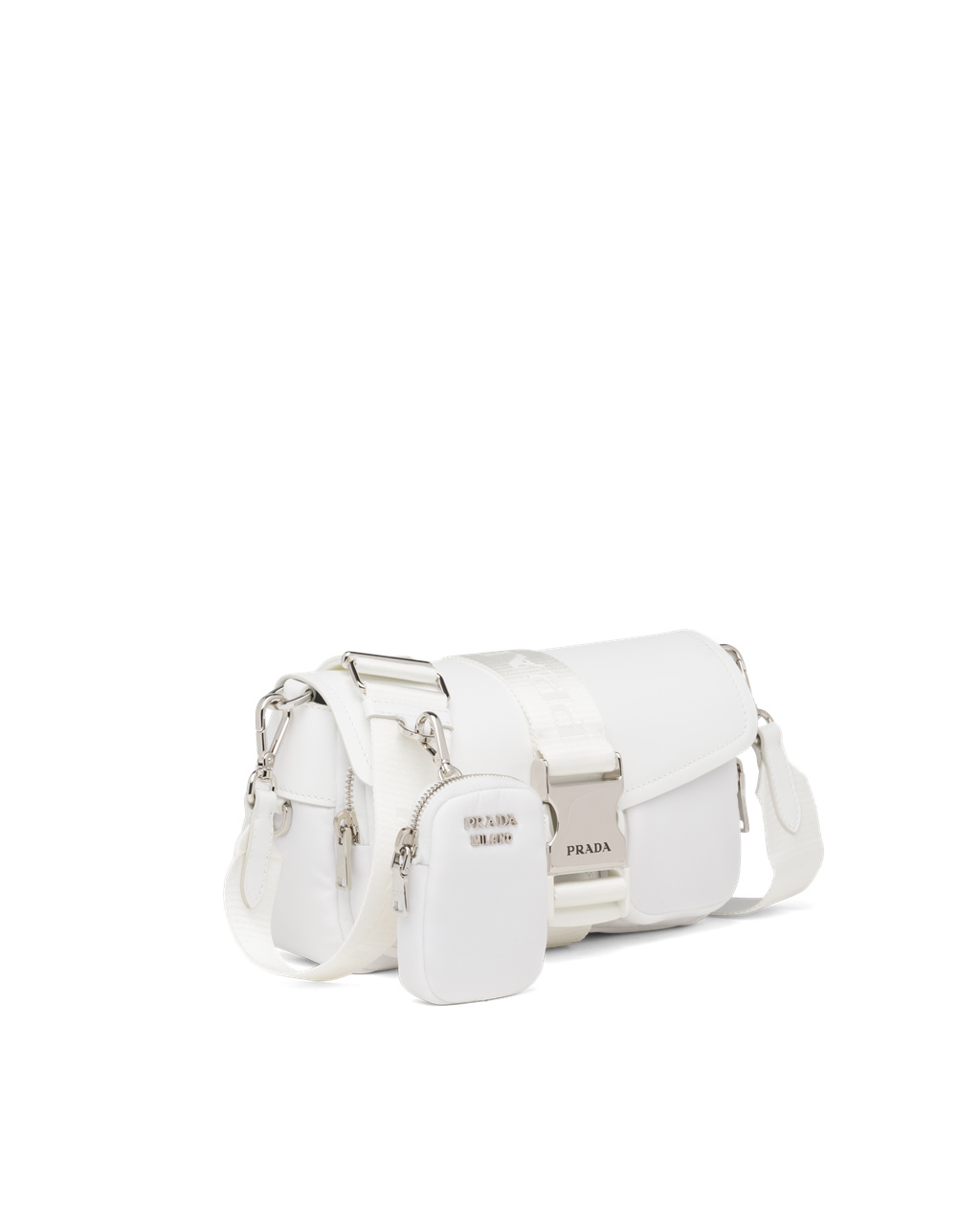 Prada Prada Pocket Nylon And Brushed Cuero Bag Blancas | 86103-LBST