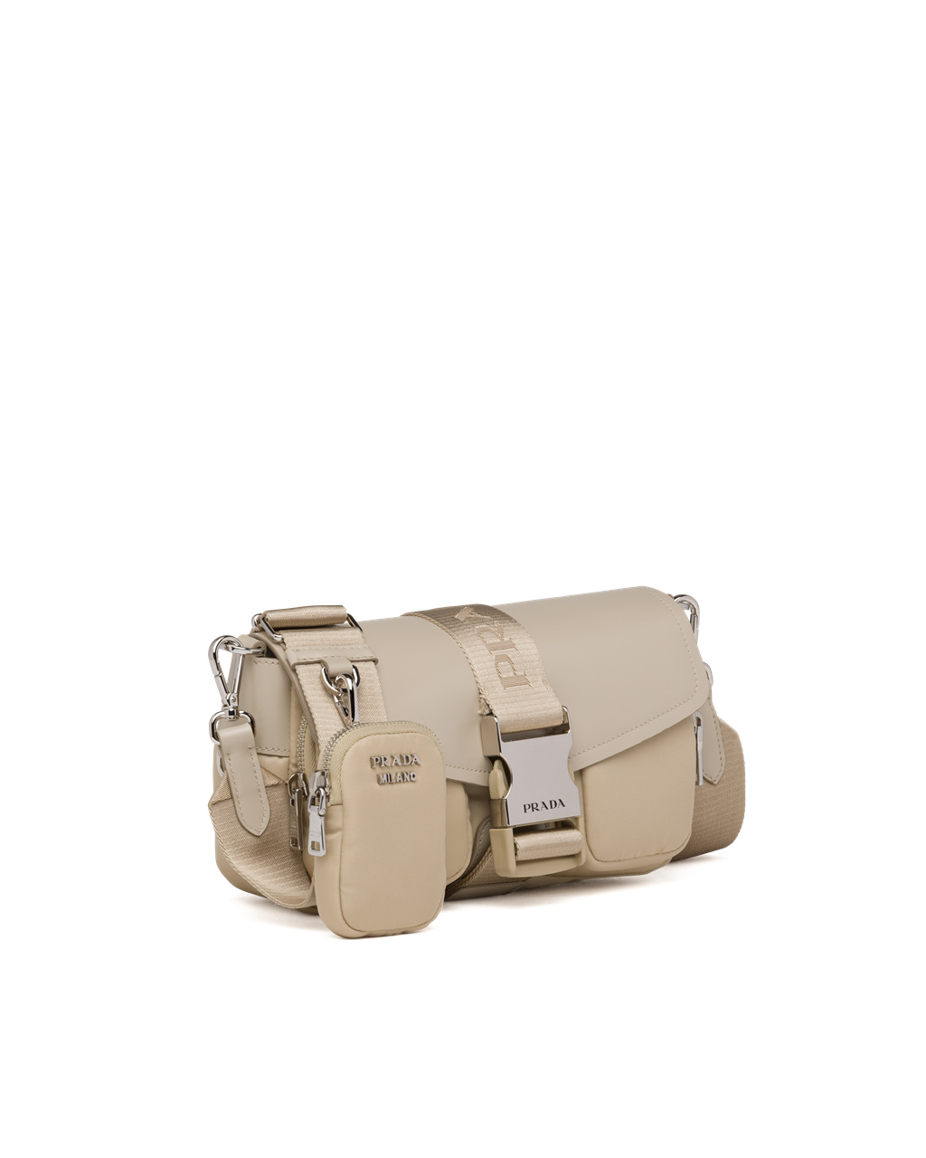 Prada Prada Pocket Nylon And Brushed Cuero Bag Beige | 89375-CPMG