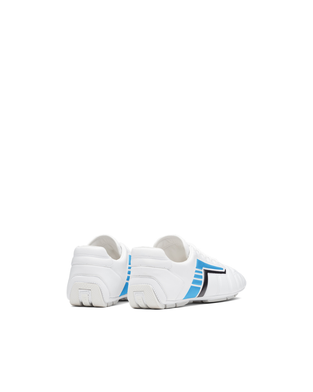 Prada Prada Rev Cuero Sneakers Blancas Azules Claro | 24019-PHYR