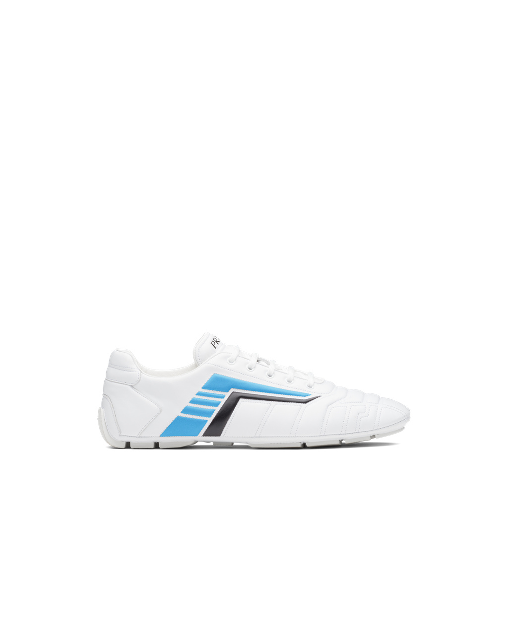 Prada Prada Rev Cuero Sneakers Blancas Azules Claro | 24019-PHYR