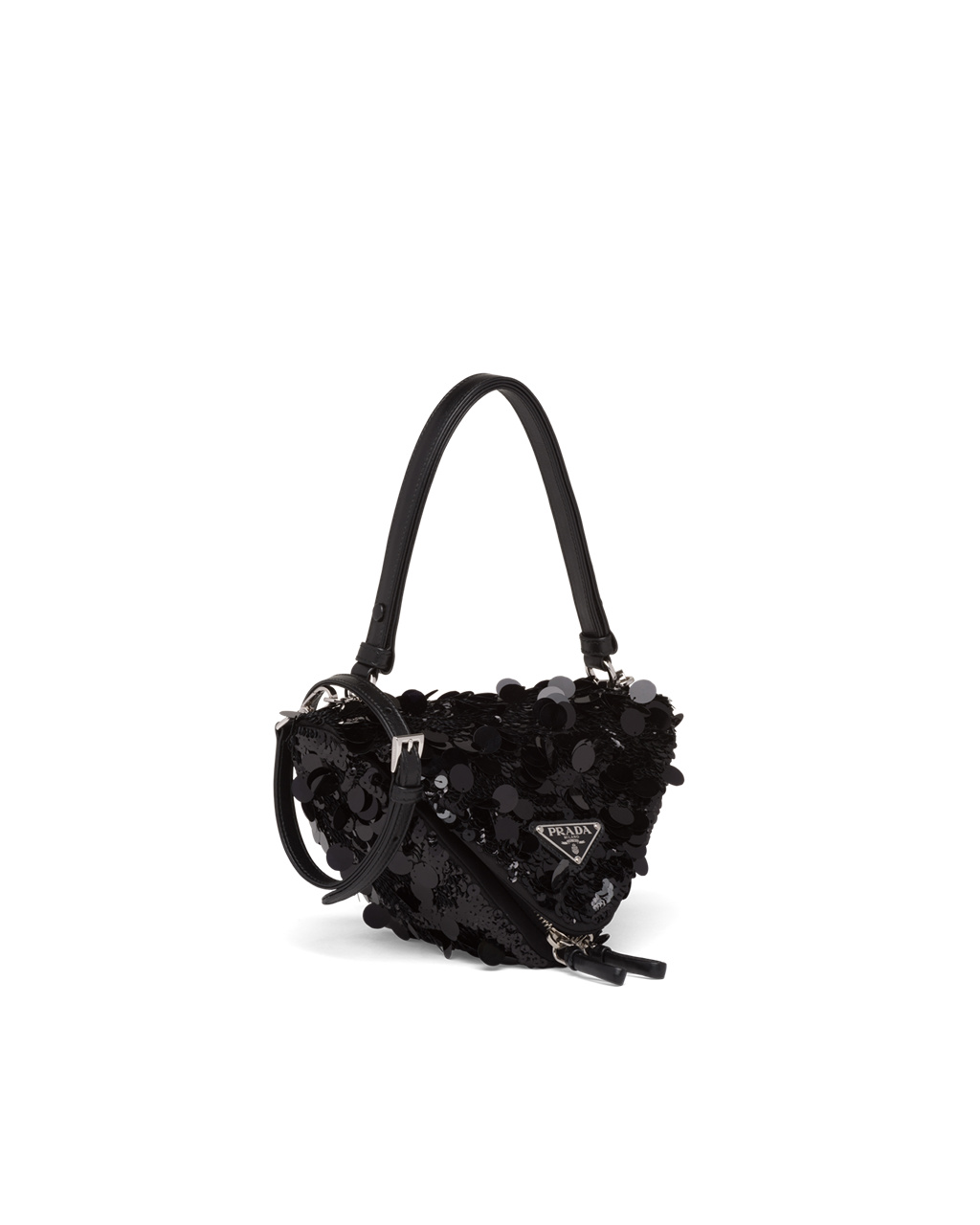 Prada Prada Triangle Sequin And Cuero Handbag Negras | 80936-KRDA