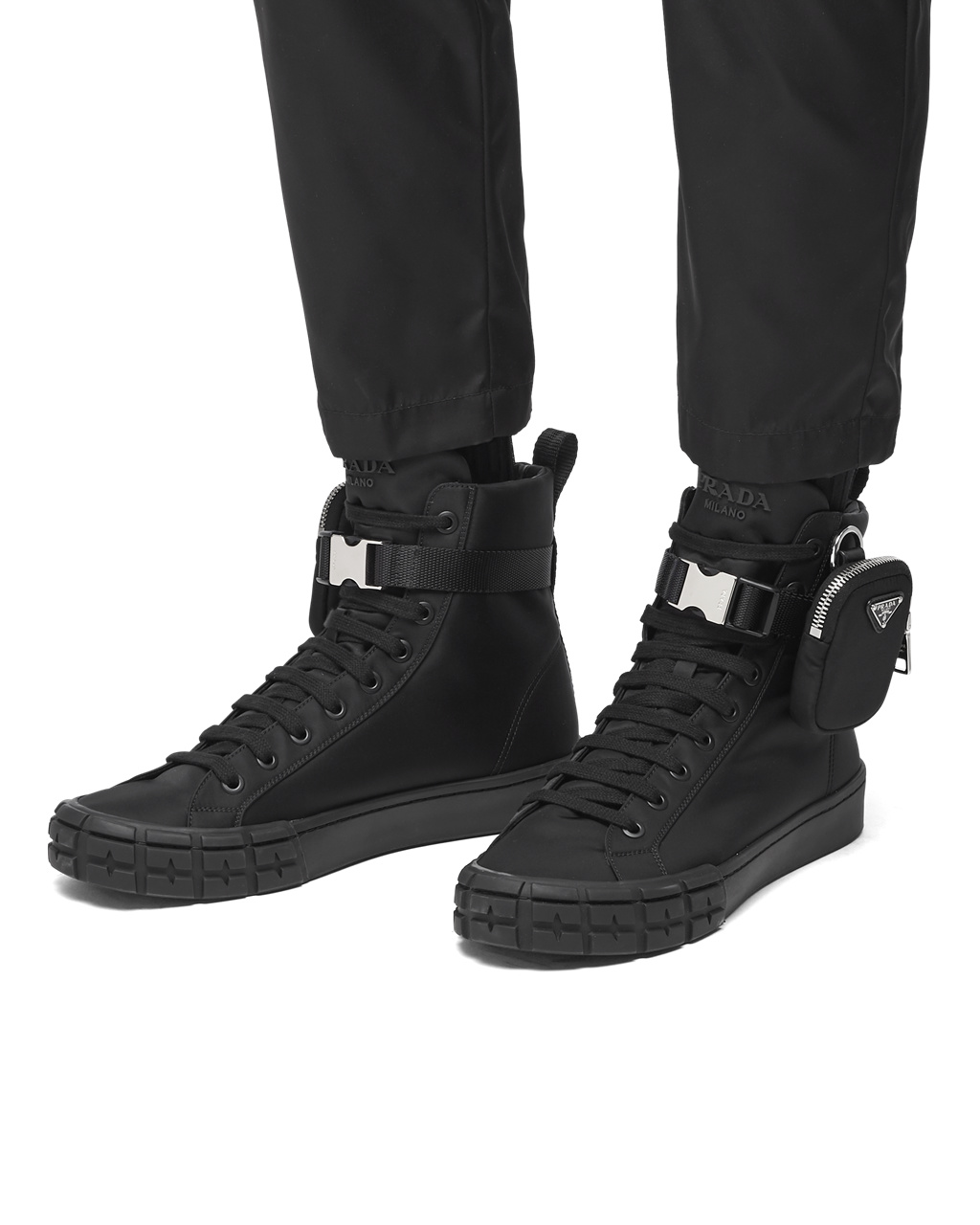 Prada Prada Wheel Cassetta High-top Sneakers Negras | 86157-RQBL