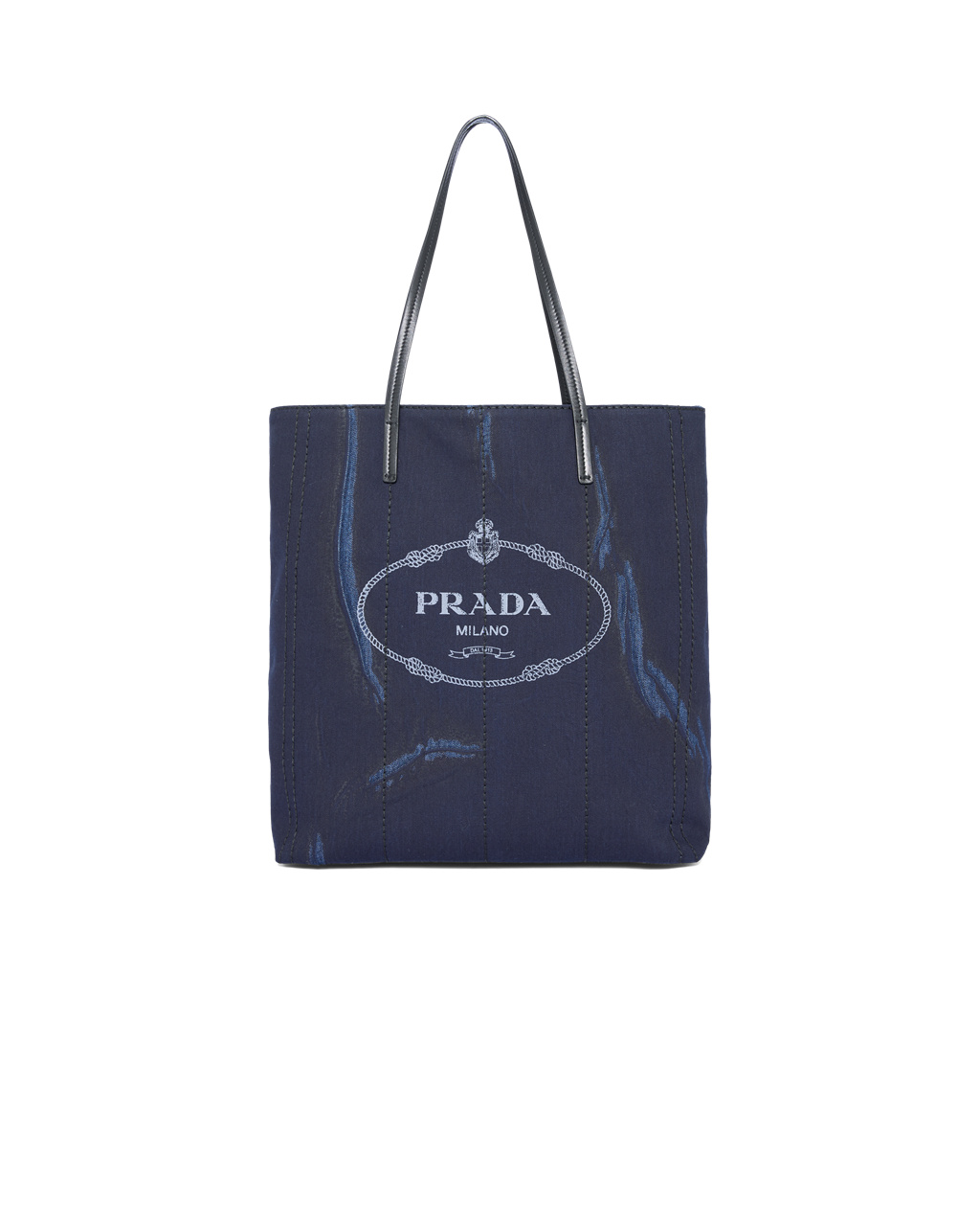 Prada Printed Denim Tote Azules Negras | 12546-TYEX