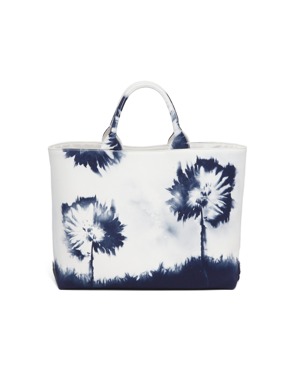 Prada Printed Drill Tote Bag Blancas Azul Marino Azules | 13296-EVCX