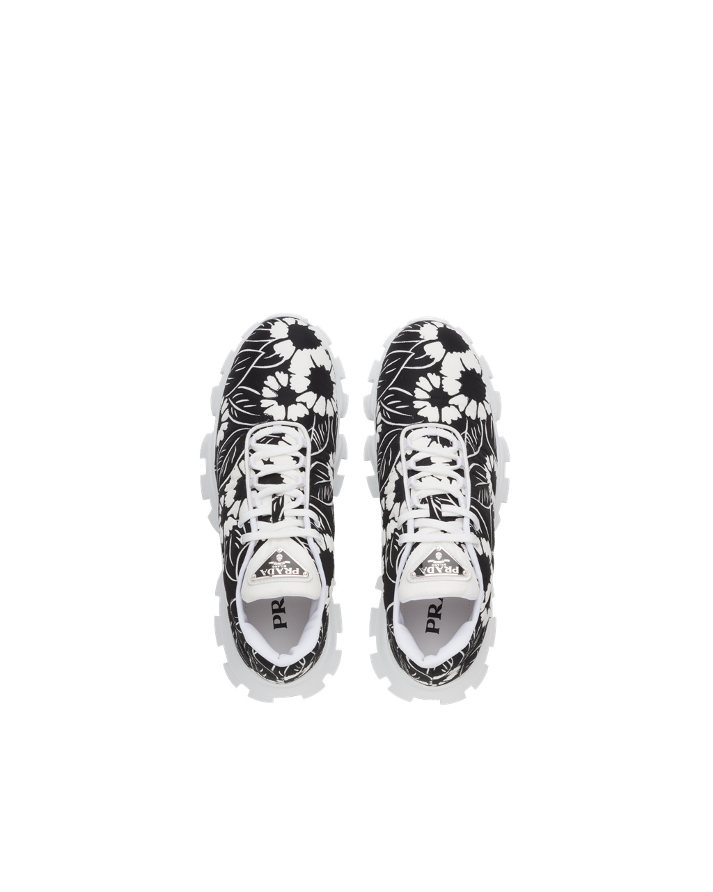 Prada Printed Nylon Sneakers Negras Blancas | 42389-UKQW