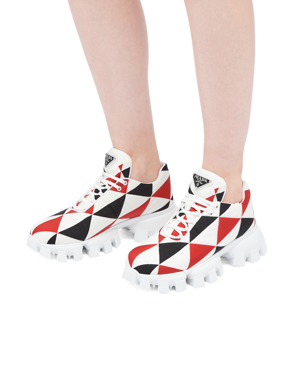 Prada Printed Nylon Sneakers Negras Rojas Blancas | 78041-YXJR