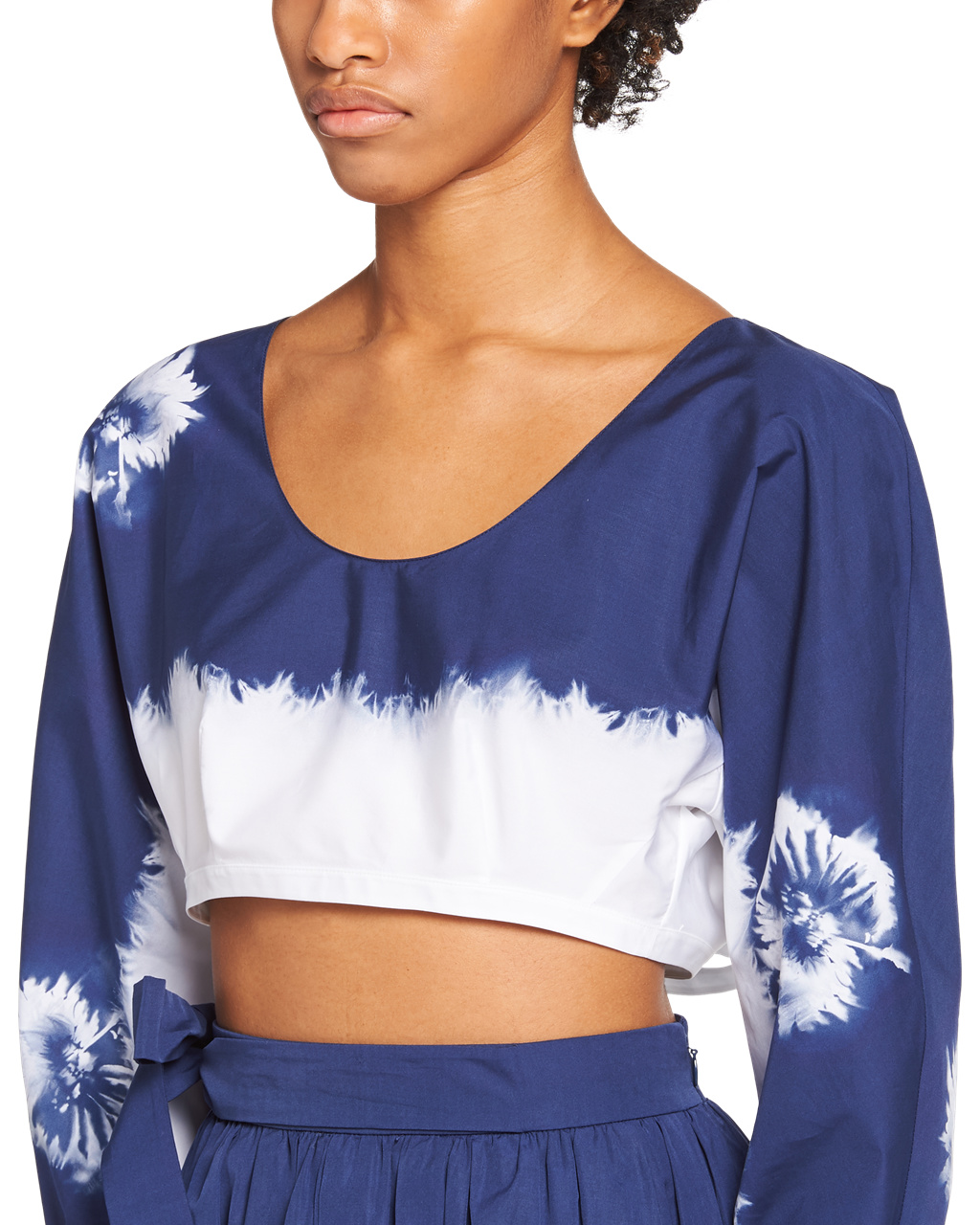 Prada Printed Poplin Crop Top Azul Marino | 49085-AFKX