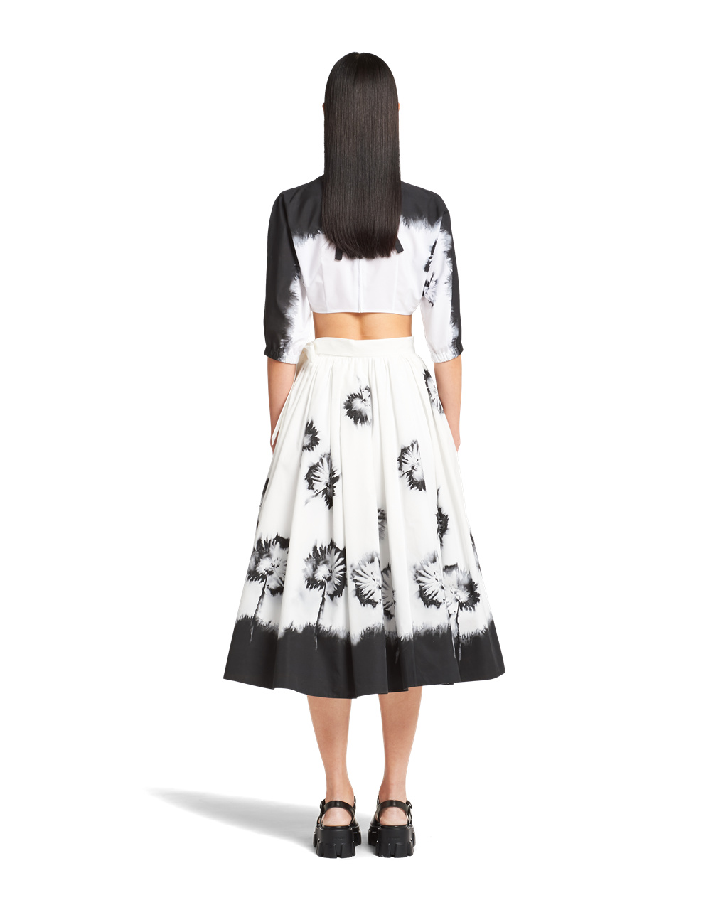 Prada Printed Poplin Skirt Blancas Negras | 07231-VTRJ