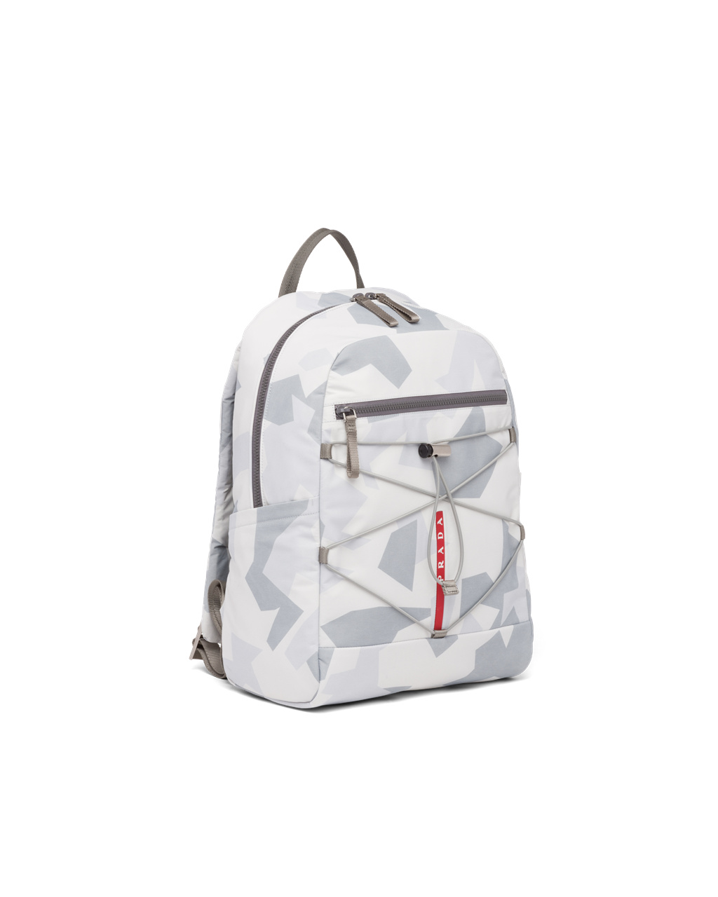 Prada Printed Technical Fabric Backpack Marble Gray | 28034-RUIN