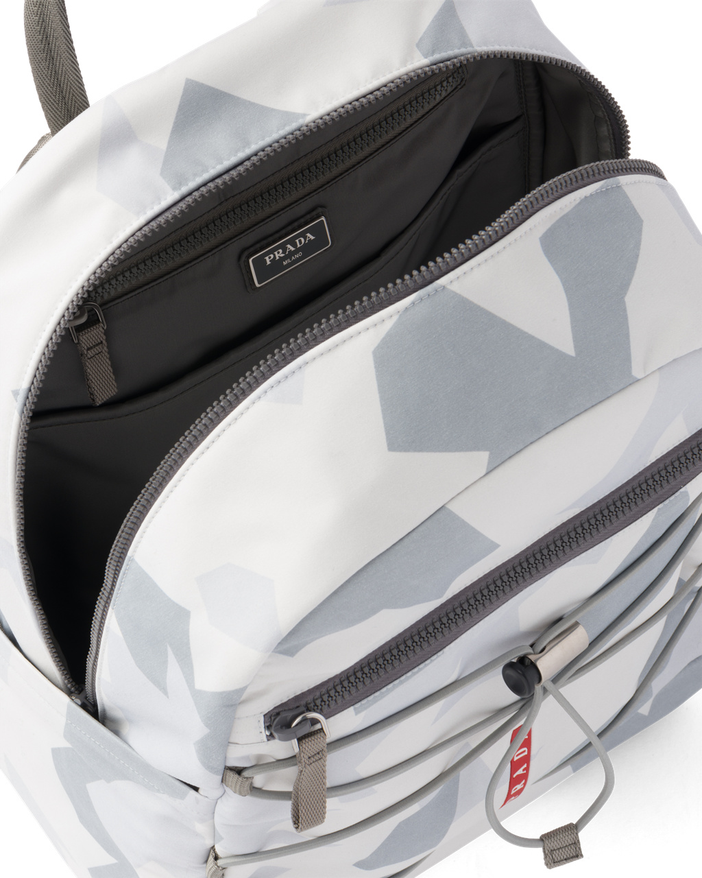 Prada Printed Technical Fabric Backpack Marble Gray | 28034-RUIN