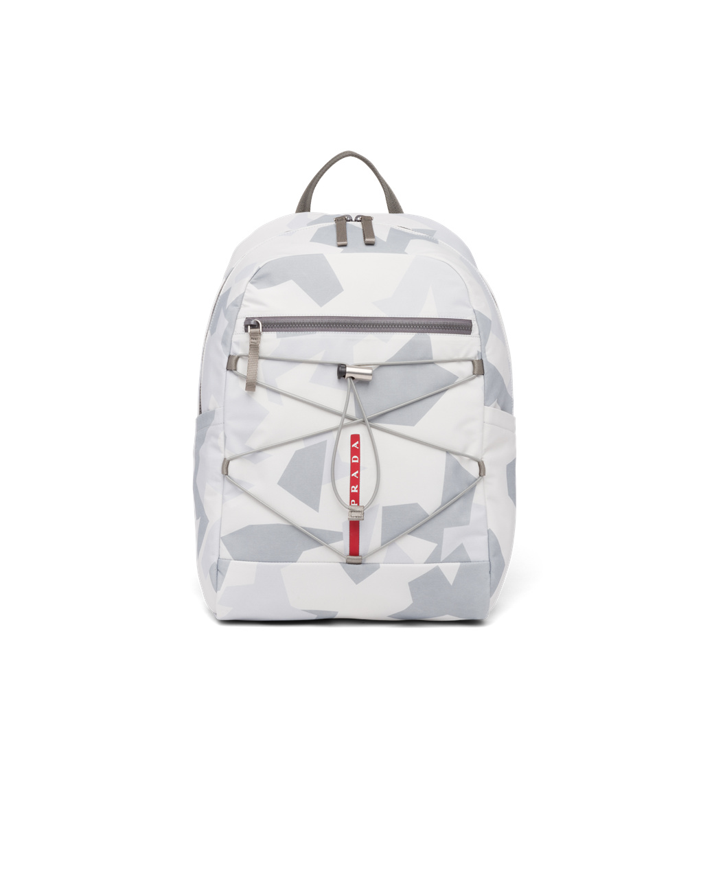 Prada Printed Technical Fabric Backpack Marble Gray | 28034-RUIN