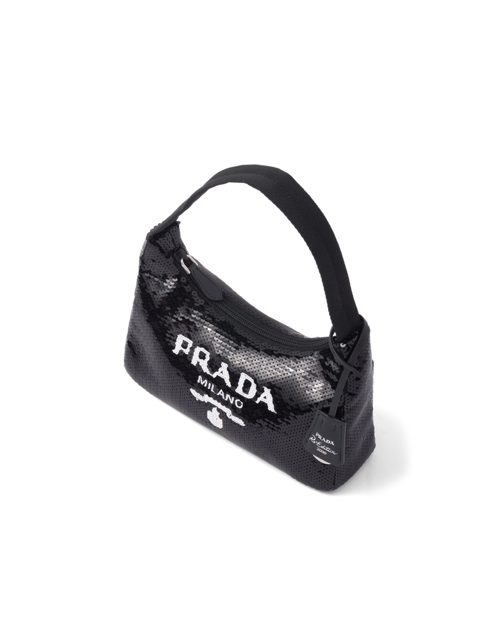 Prada Re-edition 2000 Sequined Re-nylon Mini-bag Negras Blancas | 63590-JCPE