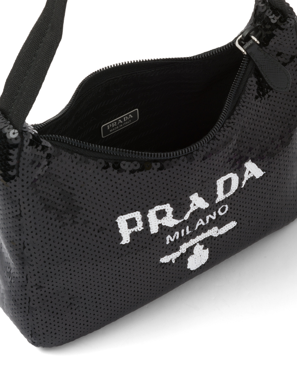 Prada Re-edition 2000 Sequined Re-nylon Mini-bag Negras Blancas | 63590-JCPE