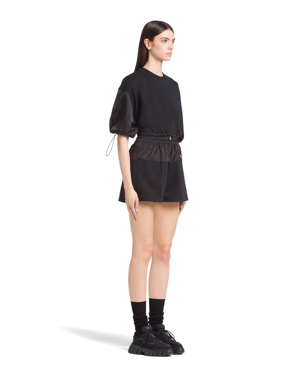 Prada Re-nylon And Jersey Shorts Negras Negras | 43281-NEOH